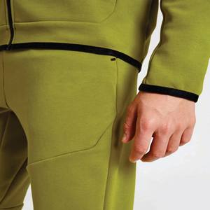 Logo de marque personnalisé 69% coton 31% polyester vert garçons Tech polaire survêtement fermeture éclair complète à capuche Joggers pantalons de survêtement survêtement - Product Image 2