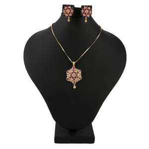 Kundan Jewellery <b>Locket</b> Set - Red & Golden - Product Image 1