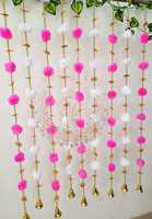 Corde artificielle de jasmin avec décor central de fleur de Lotus cordes à la main Toran tenture murale porte décor suspendu, pièce maîtresse