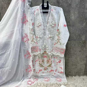 <b>Fox</b> Georgette Stitched Pakistani Style Suit with Pant and Dupatta <b>for</b> Indian & Pakistani Collections - Product Image 1