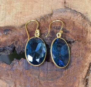 Boucles d'oreilles en quartz iolite, argent sterling 925, plaqué or 14 carats, bijoux en pierres précieuses faits à la main, cadeau pour femme - Product Image 6