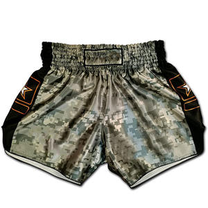 กางเกงขาสั้นการต่อสู้ MMA แบบเรียบยืดได้สำหรับมวยไทยกางเกงต่อสู้ศิลปะการต่อสู้แบบไทย - Product Image 1