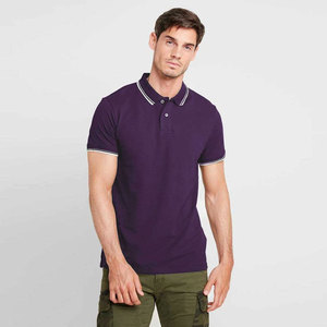T-shirts pour hommes personnalisés avec logo brodé sur le devant, couleur unie, polyester/coton, légers, infroissables, séchage rapide, à manches courtes boutonnées - Product Image 2