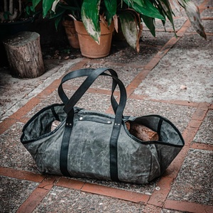 <b>Firewood</b> <b>Carrier</b> with Handles Waxed Canvas Log <b>Carrier</b> Tote Canvas for <b>Best</b> Wood LLR-0054 - Product Image 1