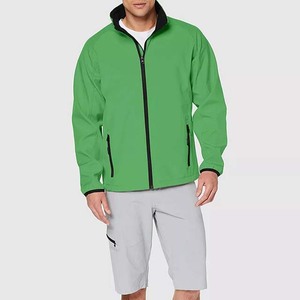 Vestes Softshell de Haute Qualité à Design Personnalisé pour Hommes, Col Montant, Polyester Nylon, Fermeture Éclair, Couleur Verte Unie, Veste de Rue - Product Image 2