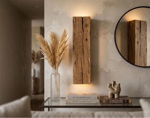 Applique murale en bois rectangulaire rustique, éclairage intérieur, décoration de la maison, salon, durable - Product Image 3