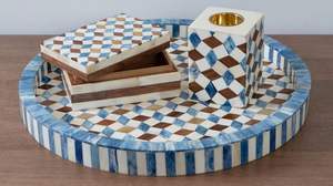 New Arrival Bone <b>Resin</b> Serving Tray With <b>Jewellery</b> Box & Mubakhar Bakhoor Dining & Living Room Decorative Serving Tray Set - Product Image 4