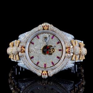 Montre mécanique de luxe automatique en acier inoxydable de haute qualité 41 mm, fabrication artisanale, design entièrement serti de diamants, cadran en verre de diamant cultivé en laboratoire - Product Image 2