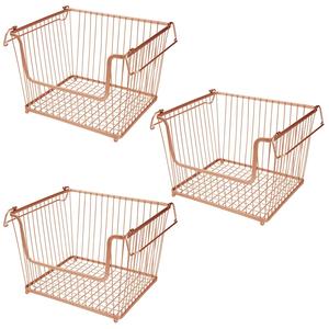 Panier en fer vintage forme personnalisée panier de rangement d'épicerie plaqué or rose pour la cuisine panier fait main classique et élégant - Product Image 1