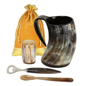 Chope Viking en Corne de Buffle de Qualité Supérieure, Fabrication Artisanale, Chope à Bière Médiévale, Rétention de Chaleur/Froid 24h - Product Image 3