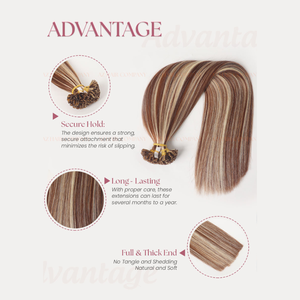 Venta caliente 100% Remy Extensiones de cabello de punta plana-Queratina Bonded-Cabello humano alineado con cutícula virgen de Vietnam - Product Image 2