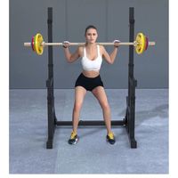 Support de barre de musculation pliable réglable en métal noir pour la musculation, l'entraînement de force et les équipements de fitness EIGFOH