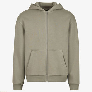 Sudadera con capucha y cremallera de punto bordada personalizable al por mayor para hombre, de manga larga, 100% algodón, ecológica - Product Image 5