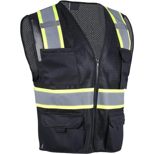 Nouveau gilet de sécurité avec fermeture éclair gilet en maille réfléchissante haute visibilité pour hommes ANSI classe 2 gilet haute visibilité avec 8 poches et fermeture éclair - Product Image 1