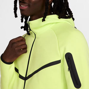 Urban Unisex Full-Zip Active Hoodie Veste imperméable coupe-vent Poche de rangement pour les bras Applique brodée 100% coton pour le jogging - Product Image 3