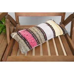 หมอนขนสัตว์หลากสีขนาด8x16นิ้วการเย็บปะติดปะต่อกันตกแต่งด้วยลวดลายใบไม้นุ่มแบบวินเทจหมอนอิง18x18 - Product Image 5