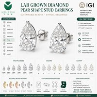Pendientes de Diamantes Cultivados en Laboratorio con Corte de Pera Personalizados Betterstar, Oro Blanco de 14K y 18K, 1ct D VS, Certificados por IGI, Joyería Romántica para Mujer