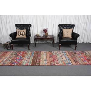 Turkish <b>Runner</b> Rug 2.9x12.3 ft, <b>Red</b> Polka dot Vintage Wool Rug - Product Image 2