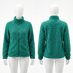 Chaqueta polar de invierno para mujer con capucha, cremallera completa, de algodón suave, spandex y modal, 280 GSM, con logo frontal lavado, cálida, color melocotón. - Product Image 5