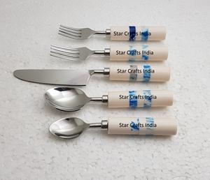 Cucharadas de acero inoxidable, madera y mango de resina, venta al por mayor, juego de cubiertos, juegos de vajilla, gran oferta - Product Image 4