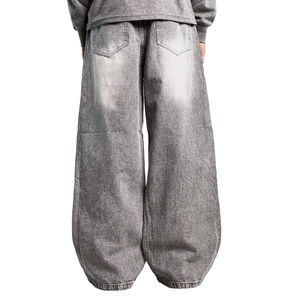 Pantalones Vaqueros Negros Holgados, Pantalones Vaqueros Vintage con Lavado Ácido y Bolsillos Casuales, en Oferta con Logotipo Personalizado - Product Image 3