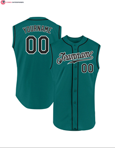 Venta al por mayor sublimación de Impresión logotipo camisetas de béisbol equipo en blanco cuello en V camisetas de béisbol botón completo sin mangas camisetas de béisbol - Product Image 3