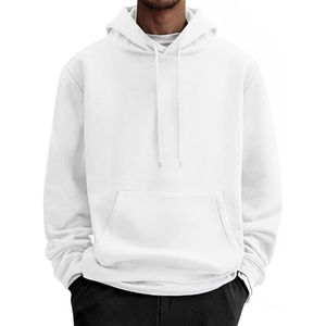 Sudadera con capucha de lana de algodón para hombre Sudadera con capucha blanca de manga larga informal Sudadera con capucha con cordón de moda hecha en Bangladesh - Product Image 1