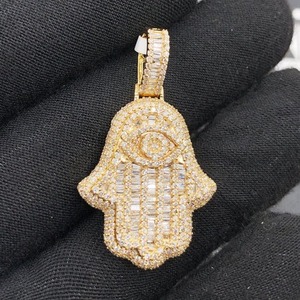 ฉูดฉาด VVS เพชรโมอิสชุบทอง925เงินจี้ฮิปฮอป Bling Hamsa เครื่องประดับแฟชั่นสุดหรูสำหรับแร็ปเปอร์ - Product Image 1