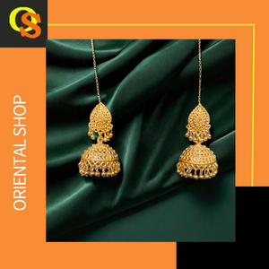 Juego de pendientes de calidad de exportación 100% con diseño tradicional de 22CT chapado en oro estilo Jhumka pendientes joyería para mujer - Product Image 2