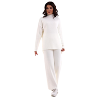 Conjunto de Dos Piezas de Punto para Mujer, Suéter de Cuello Alto y Pantalones, Textura Suave, 100% Acrílico, Alta Calidad