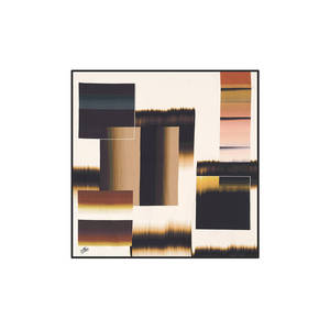Off-White Polyester Twill Square Scarf with Geometric Pattern - Product Image 1