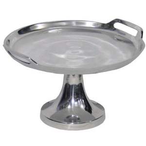 Base Decorativa Redonda de 1 Nivel para Pastel de Boda con Acabado Metálico Premium y Asa Integrada para Catering - Product Image 1