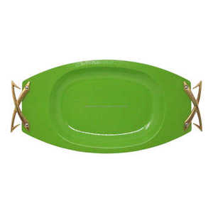 Vente chaude Grand plateau rond en métal galvanisé gris avec poignées Parfait pour le service de dessert et la décoration intérieure élégante - Product Image 6