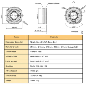 MPN55เข้ารหัสสัมบูรณ์ hengxiang 16/17/19/20/22/24-bit SINGLE/Multi TURN พร้อมความปลอดภัยภายใน biss C/SSI และการสื่อสารด้วย RS-485 - Product Image 3