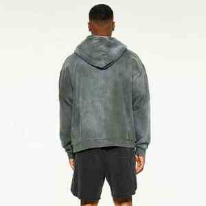 Sudadera con capucha y cremallera de algodón 100% lavado ácido Unisex, ropa de calle de invierno de gran tamaño, logotipo personalizado, bordado 3D, estampado Digital teñido liso - Product Image 5