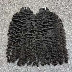 Extension de trame de cheveux indiens bouclés crépus 100% Machine de cheveux humains vierges Double trame un donneur - Product Image 2