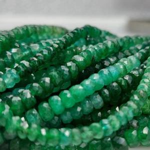 Cuentas de piedras preciosas verdes facetadas de corte esmeralda Natural, forma de Rondelle de 4-4,5mm, origen de Zambia tratado, certificado por terceros para joyería - Product Image 2