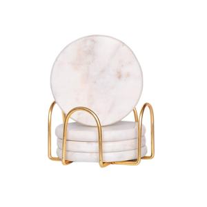 Vente en gros Tapis carrés en marbre blanc pur Tampons en résine pour support en métal pierre naturelle antiadhésive pour la maison, l'hôtel, les sous-verres de tasses à thé - Product Image 1