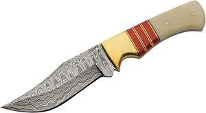 EDC Full Tang Camping Cuchillo Clip Point Damasco Hoja de acero Latón Bolster Espaciadores Mango personalizable Garantía de 3 años para - Product Image 2