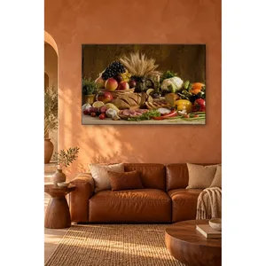 Impression sur toile Fida : fruits, pain et légumes dans un panier en osier - Product Image 3