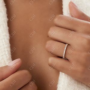 Baguette de oro macizo moderno, banda de boda de diamante cultivado en laboratorio, eternidad completa, banda de compromiso de diamante apilable única - Product Image 5