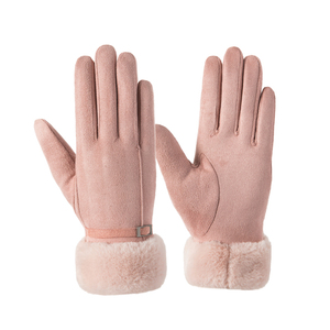 Gants d'hiver en daim chauds pour femmes doublure en laine coupe-vent technologie d'écran tactile Style uni pour les voyages de fête en plein air décontractés - Product Image 3