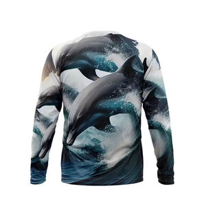 Camisa de Pesca de Manga Larga para Hombre, Estampado de Delfines, UPF 50, Anti-UV, 100% Poliéster, Sublimación, Estilo Pullover, Ropa de Exterior para Adultos - Product Image 2