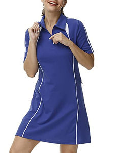 Vestido Polo de Golf y Tenis para Mujer, Manga Corta, Largo hasta la Rodilla, Ropa Casual de Trabajo, Uniforme de Oficina, Camiseta Polo 100% Poliéster, Frente/Cintura - Product Image 4