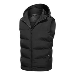 High Quality American Men's Autumn Outdoor Casual Stand Hooded <b>Body</b> <b>Warmer</b> Sleeveless Jacket Zip Lightweight Eco-Friendly Vest - Product Image 1