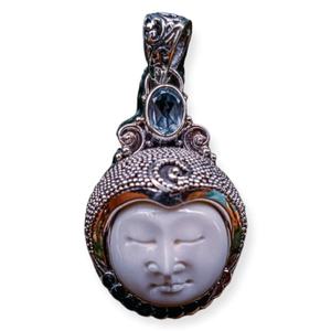 NY-MFPD009ยาวใช้ได้ทั้งชายและหญิงเงินทองชุบทองจี้รูปมูนเฟซเสน่ห์ทันสมัยของขวัญสำหรับผู้ชายผู้หญิง - Product Image 1