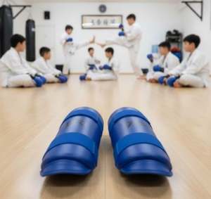 Protector de Espinilla de Taekwondo de Cuero Sintético con Logotipo Personalizado, de Alta Calidad, Ajustable, Ligero y Flexible para Uso Deportivo - Product Image 4