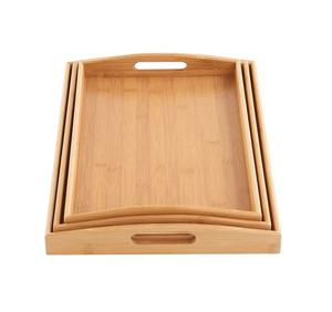 Bandeja de madera esmaltada rectangular de alta calidad con asa Diseñador en forma de hexágono Bandeja de madera maciza hecha con acabado pulido - Product Image 1