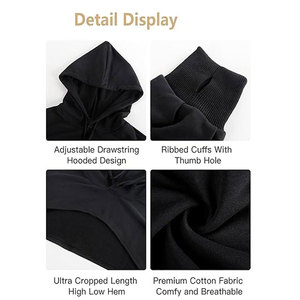 Vente en gros de sweatshirts à capuche courts à manches longues pour femmes, sweatshirt à capuche doux et respirant pour femmes - Product Image 6