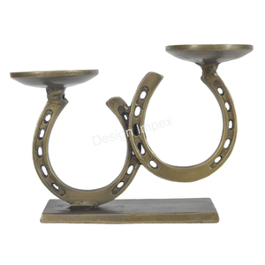 Brass Antique Horse Shoe Style Candle Holder Table Decoration Items <b>Cheap</b> Price Metal Crafts - Product Image 1